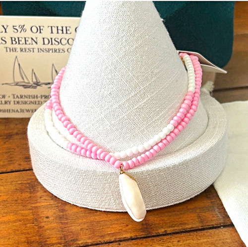 Oshena pink white - &, beaded